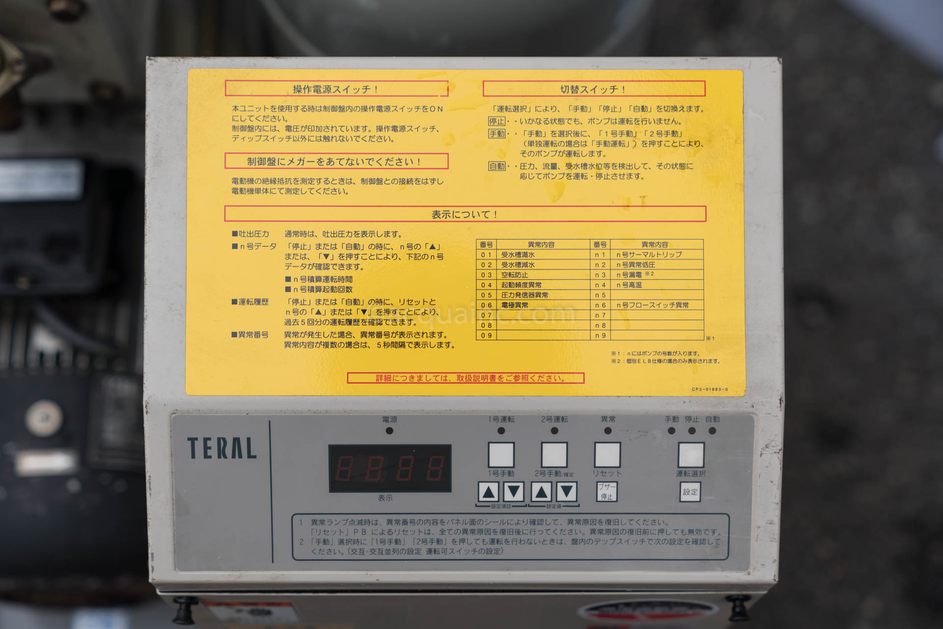 制御盤 BQSXF-2D-2.2 操作パネル